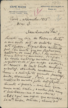  [Carta, 1915 nov. 3, Paris a Carlos de Sá Carneiro] / Mario