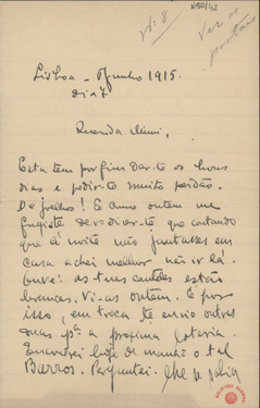  [Carta, 1915 jun. 7, Lisboa a Maria Cardoso de Sá Carneiro, Lisboa] / Mario